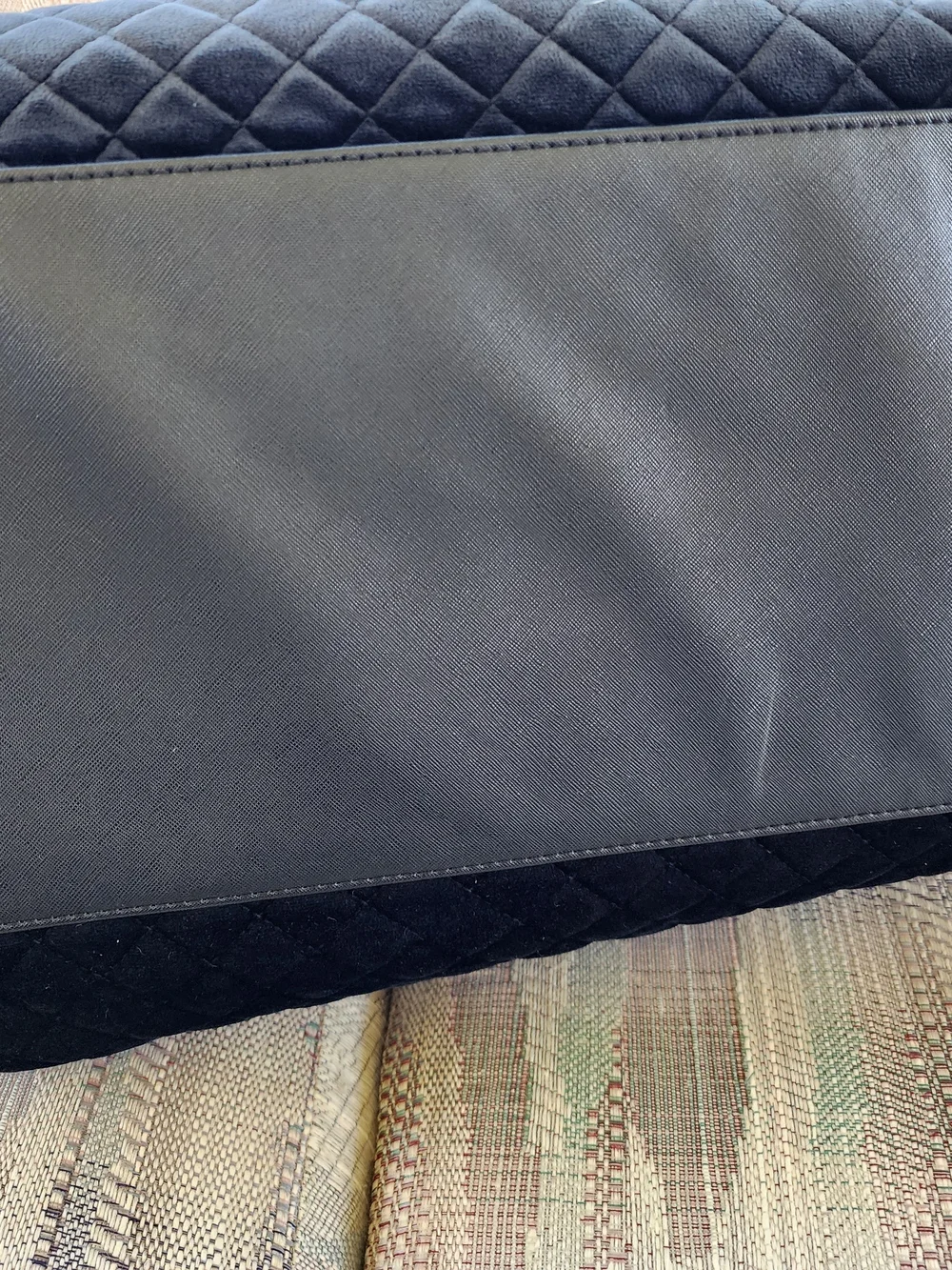 Adrienne Vittadini Quilted Velvet Black Overnight Luggage Bag